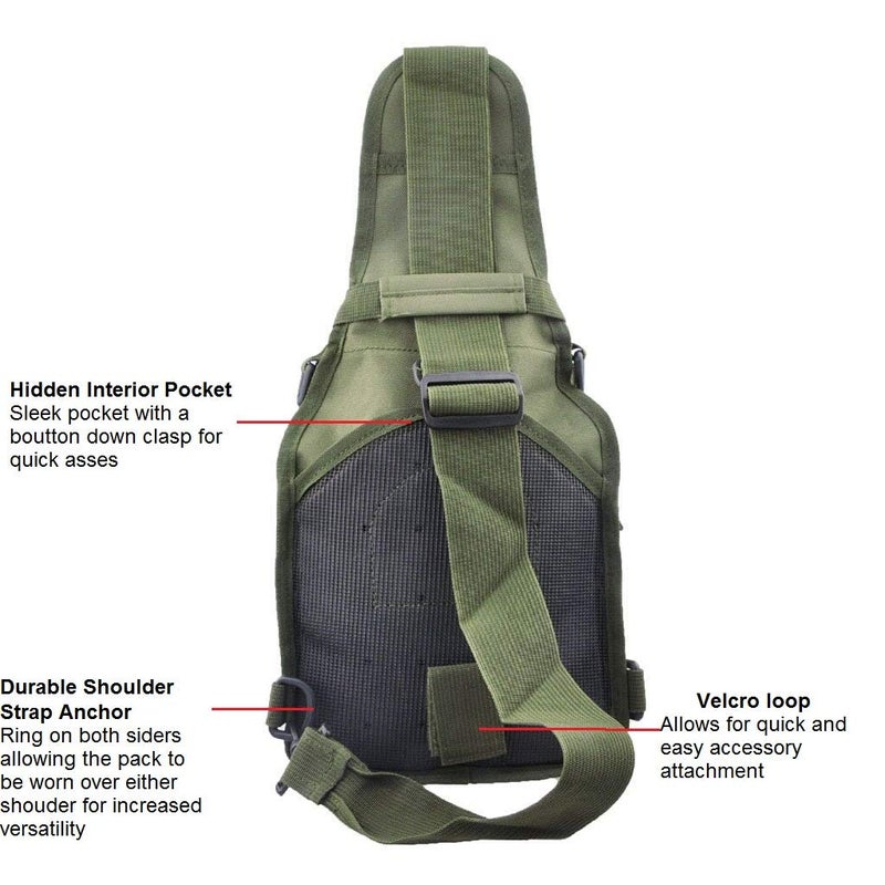 FAMI Outdoor Tactical Bag Backpack, Military Sport Bag Pack Sling Shoulder Backpack Tactical Satchel for Every Day Carry (Army Green) - Image 4